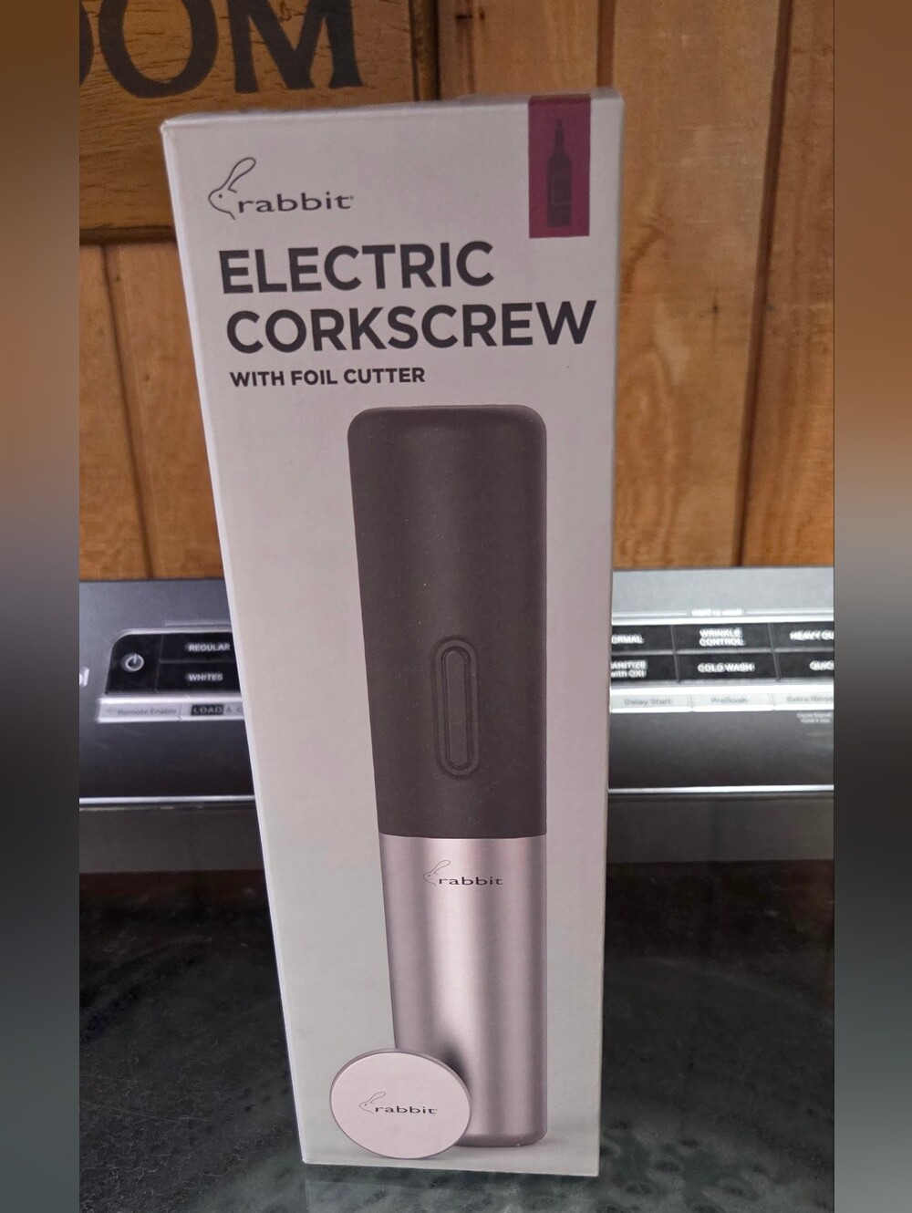 NWT Rabbit Electric Corkscrew with Foil Cutter - Black and Silver